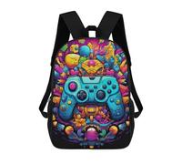 sinyumoney Vibrant Gaming Controller Artwork -37 Mochila Escolar Impresa En 3D Para Niños Y Niñas, Mochila Para Portátil Para Niños/estudiantes/adultos 17inch