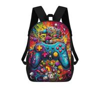 sinyumoney Vibrant Gaming Controller Artwork -4 Mochilas Impresas En 3D Para Niños, Mochila Escolar, Mochila De Moda Para Niños De Primaria Y Secundaria 17inch