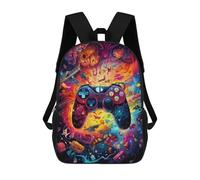 sinyumoney Vibrant Gaming Controller Artwork -58 Mochila Escolar Para Niños De 17 Pulgadas, Mochila Informal De Viaje Para Niños Y Niñas, Mochila De Gran Capacidad Para El Día A Día 17inch
