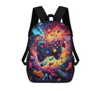 sinyumoney Vibrant Gaming Controller Artwork -73 Mochila Escolar Para Niños De 17 Pulgadas, Mochila Informal De Viaje Para Niños Y Niñas, Mochila De Gran Capacidad Para El Día A Día 17inch