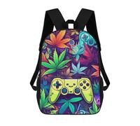 sinyumoney Vibrant Gaming Controllers Amidst Nature Mochila Escolar Impresa En 3D Mochila Escolar De Moda Para Niños Mochilas Para Niños Estudiantes De Secundaria 17inch