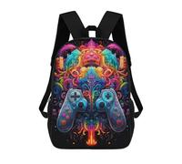 sinyumoney Vibrant Gaming Controllers Artwork -2 Mochila De Peluche Con Dibujos Animados, Mochila 3D Para Niños, Bolsa Escolar, Idea De Regalo De Cumpleaños Para Niños Y Niñas 17inch