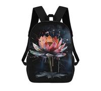 sinyumoney Vibrant Ink Wash Lotus 17inch Mochila Escolar Impresa En 3D Para Niños, Mochila Escolar Informal De Moda, Mochilas De Viaje Para Niños Y Estudiantes.