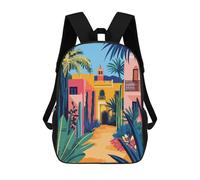 sinyumoney Vibrant Moroccan Street Minimalist Art Mochila Escolar Impresa En 3D Mochilas Informales Para Niños Mochila Escolar Impresa En 3D Para Niños De Primaria Y Secundaria 17inch