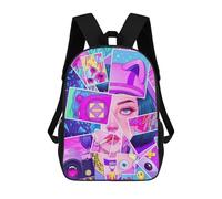 sinyumoney Vibrant Neon Collage Art Mochila Escolar Para Niños, Mochila Escolar De Gran Capacidad Para Niños, Mochila Escolar 3D, Regalos Para Niños 17inch