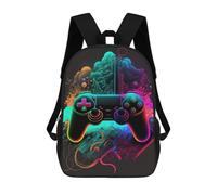 sinyumoney Vibrant Neon Gaming Controller Art Mochilas Para Niños Mochila Escolar Mochila Escolar Impresa En 3D Para Niños Estudiantes De Primaria Y Secundaria 17inch