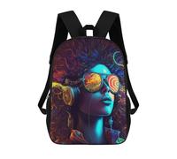 sinyumoney Vibrant Neon Headphones Artwork Mochila Escolar Para Niños De 17 Pulgadas, Mochila Informal De Viaje Para Niños Y Niñas, Mochila De Gran Capacidad Para El Día A Día 17inch