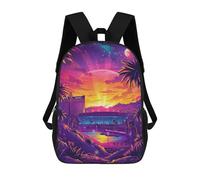 sinyumoney Vibrant Neon Las Vegas Night Scene Mochila Escolar Infantil De 17 Pulgadas, Impresa En 3D, Estilo Casual, Para Niños, Ideal Para Viajes, Como Mochila Escolar O Para Llevar Libros.