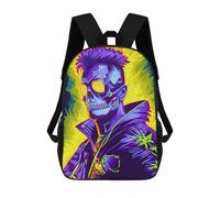 sinyumoney Vibrant Neon Skull Artwork Mochila Escolar Infantil Impresa En 3D Para Niños, Mochilas De Viaje, Bolsas Para Libros Para Niños Estudiantes De Primaria 17inch
