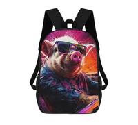 sinyumoney Vibrant Pig in Sunglasses Mochila Escolar Para Niños, Mochila Escolar Impresa En 3D Para Estudiantes De Primaria Y Secundaria 17inch