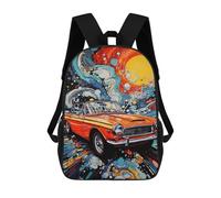 sinyumoney Vibrant Retro Car Artwork -1 Mochilas Escolares Para Ordenador, Ideales Para El Colegio/trabajo/viajes, Acampadas, Aventuras Al Aire Libre Y Viajes Diarios 17inch