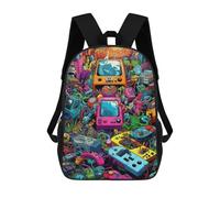 sinyumoney Vibrant Retro Gaming Collage -2 Mochila Escolar Infantil Impresa En 3D Para Niños, Mochilas De Viaje De Alta Capacidad, Bolsas Para Libros, Mochila Escolar Infantil 17inch
