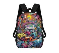sinyumoney Vibrant Retro Gaming Collage -4 Mochila Escolar Impresa En 3D Mochila Escolar De Moda Para Niños Mochilas Para Niños Estudiantes De Secundaria 17inch