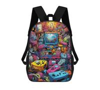 sinyumoney Vibrant Retro Gaming Collage -5 Mochila Escolar De Moda Para Estudiantes, Adecuada Para Niños Y Niñas, Mochila Informal Para Viajes Al Aire Libre, Esencial Para El Día A Día 17inch