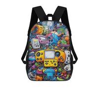 sinyumoney Vibrant Retro Gaming Collage -8 Mochila Escolar Infantil Estampada Para Adultos Y Niños, Mochila De Viaje Para El Día A Día 17inch