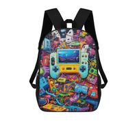 sinyumoney Vibrant Retro Gaming Collage Mochila Infantil Escolar Para Niños Con Estampado 3D De Dibujos Animados, Mochila Escolar Para Estudiantes, Mochila Para Portátil Para Niños Y Niñas 17inch
