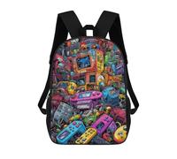 sinyumoney Vibrant Retro Gaming Devices -1 Mochila Escolar Impresa En 3D Para Niños Y Niñas, Mochila Escolar, Mochila De Viaje Para Niños 17inch