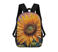 sinyumoney Vibrant Sunflower Painting Mochilas Impresas En 3D 17inch Mochila Escolar Infantil Para Exteriores, Mochila Informal De Día, Bolsas De Viaje Informales Para Estudiantes De Secundaria