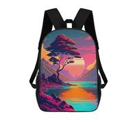 sinyumoney Vibrant Sunset Lake Scene Mochilas Infantiles Impresas En 3D Para Niños, Mochilas Escolares De Moda, Mochilas De Viaje, Mochilas Escolares Para Niños De Primaria 17inch