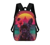 sinyumoney Vibrant Tropical Bulldog Sunset Mochila Grande Para Portátil Resistente Al Agua Para La Escuela - Perfecta Para Viajes, Trabajo Y Uso Diario 17inch