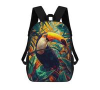 sinyumoney Vibrant Tropical Toucan in Lush Jungle Mochila Escolar Infantil Impresa En 3D Para Niños, Mochila De Viaje De Alta Capacidad, Bolsas Para Libros, Mochila Escolar Infantil 17inch
