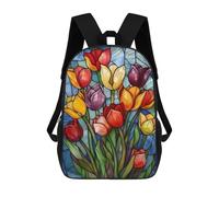 sinyumoney Vibrant Tulip Bouquet Mochila Escolar De Moda Para Estudiantes, Adecuada Para Niños Y Niñas, Mochila Informal Para Viajes Al Aire Libre, Esencial Para El Día A Día 17inch