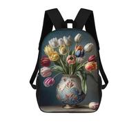 sinyumoney Vibrant Tulips in Ornate Vase Mochila Escolar Infantil Impresa En 3D Para Niños, Mochilas De Viaje De Alta Capacidad, Bolsas Para Libros, Mochila Escolar Infantil 17inch