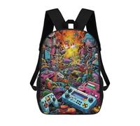 sinyumoney Video Game Chaos A Digital Artwork Mochila Escolar Para Niños, Mochila Escolar Impresa En 3D Para Estudiantes De Primaria Y Secundaria 17inch