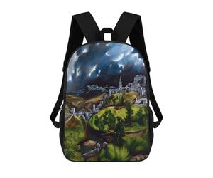 sinyumoney View of Toledo by El Greco Mochila Escolar Grande, Ligera E Informal: Perfecta Para Viajes, Trabajo Y Uso Diario 17inch