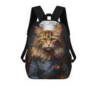 Sinyumoney Viking Cat Mochila Escolar/Secundaria/Casual/Viaje/Escuela Secundaria - Ideal Para Viajes, Trabajo Y Diario, Painting Cat Cooking, 17"