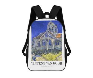 sinyumoney Vincent Van Gogh The Church at Auvers Mochila Escolar, Mochila Para Portátil, Mochila Unisex Informal Para La Escuela/trabajo/viajes 17inch