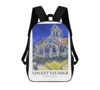 sinyumoney Vincent Van Gogh The Church at Auvers Mochilas Para Niños 17inch Mochila Escolar Mochila Escolar Impresa En 3D Para Niños De Primaria Y Secundaria