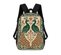 sinyumoney Vintage Art Nouveau Peacock Art - Emerald & Gold Wall Decor Mochila Escolar Informal Para El Día A Día, Ideal Para Viajes, Trabajo Y Uso Diario 17inch