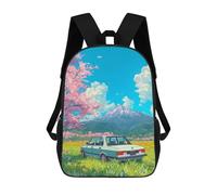 sinyumoney Vintage Car in Spring Japanese Mochilas De Moda Impresas En 3D 17inch Mochila Escolar Informal Para Niños De Primaria Y Secundaria