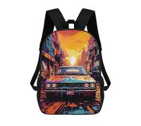 sinyumoney Vintage Car in Urban Landscape Mochilas Mochilas Infantiles Mochila Escolar Mochila Escolar Infantil Impresa En 3D Mochilas De Viaje De Moda Para Niños De Primaria Y Secundaria 17inch