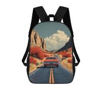 sinyumoney Vintage Car on A Road Mochila Escolar Impresa En 3D Mochila Escolar De Moda Para Niños Mochilas Para Niños Estudiantes De Secundaria 17inch