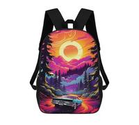 sinyumoney Vintage Car Sunset Drive -1 Mochila Escolar Grande Resistente Al Agua Para Portátil Para Adolescentes, Niñas, Niños, Mujeres Y Hombres 17inch