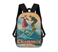 sinyumoney Vintage Chamonix Ski France Mochila Escolar Infantil De 17 Pulgadas Con Estampado 3D, Mochila Moderna Para Niños, Mochilas De Viaje, Bolsas Para Libros, Mochila Escolar Infantil