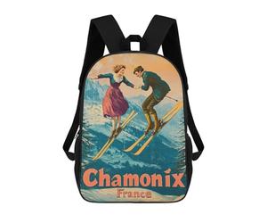 sinyumoney Vintage Chamonix Ski France Mochila Escolar Infantil De 17 Pulgadas Con Estampado 3D, Mochila Moderna Para Niños, Mochilas De Viaje, Bolsas Para Libros, Mochila Escolar Infantil