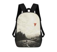 sinyumoney Vintage Childhood Memories - Girl with Kite in Open Fields Mochilas Para Niños Mochila Escolar Mochila Escolar Impresa En 3D Para Niños Estudiantes De Primaria Y Secundaria 17inch