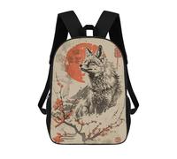 sinyumoney Vintage Japanese Fox Mochila Escolar De Moda Para Estudiantes, Adecuada Para Niños Y Niñas, Mochila Informal Para Viajes Al Aire Libre, Esencial Para El Día A Día 17inch