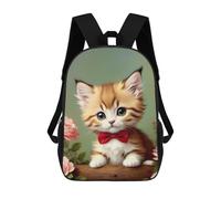 sinyumoney Vintage Kitten with Bowtie Mochila Escolar Resistente Al Agua, Mochila De Viaje, Bolsa Para Computadora Para Niñas, Niños Y Adolescentes 17inch