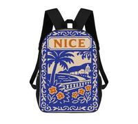 sinyumoney Vintage Nice Travel Poster Mochila Escolar Infantil De 17 Pulgadas, Impresa En 3D, Estilo Casual, Para Niños, Ideal Para Viajes, Como Mochila Escolar O Para Llevar Libros.