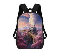 sinyumoney Vintage Sakura Steam Train Mochila Escolar Impresa En 3D Para Niños Mochilas De Viaje De Alta Capacidad Bolsas Para Libros Mochila Escolar Para Niños Mochila 17inch