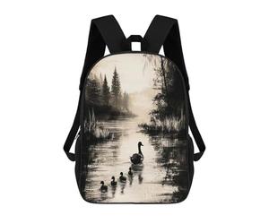 sinyumoney Vintage Serenity - Duck Family on A Peaceful Lake Mochila Mochila Informal Para El Día A Día Escuela Trabajo Viajes Bolsa - Perfecta Para Viajes, Trabajo Y Uso Diario 17inch