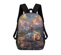 sinyumoney Vintage Van in Wildflower Field -1 Mochila Escolar, Mochila De Negocios, Mochila Impermeable Para Libros, Para Acampar, Aventuras Al Aire Libre Y Viajes Diarios 17inch