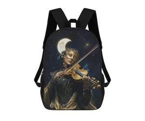 sinyumoney Violinist Under The Moon Mochila Infantil Para Niñas, Mochila Escolar 3D, Mochila Para Niños Pequeños, Mochila Informal De Día, Mochila Escolar De Moda 17inch