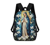 sinyumoney Virgin Mary Stained Glass Mochila Escolar Para Institutos Y Colegios Informales Para El Campus, Actividades Al Aire Libre, Viajes Y Deportes 17inch