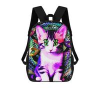 sinyumoney Vivid Cat Artwork Mochila Infantil Escolar Para Niños Con Estampado 3D De Dibujos Animados, Mochila Escolar Para Estudiantes, Mochila Para Portátil Para Niños Y Niñas 17inch