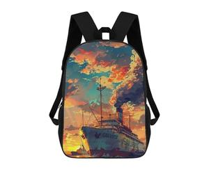 sinyumoney Vivid Sunset Cruise Ship Artwork Mochila Escolar Para El Trabajo, Negocios, Universidad, Escuela Para Hombres/mujeres 17inch